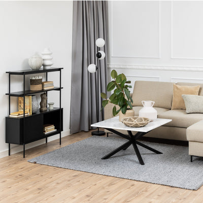 Angus Small Bookcase with 2 Sliding Doors in Black – FTG, view 5