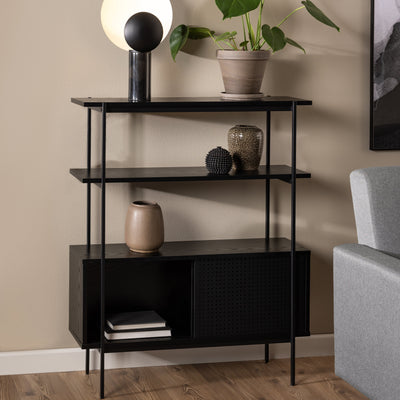 Angus Small Bookcase with 2 Sliding Doors in Black – FTG, view 9