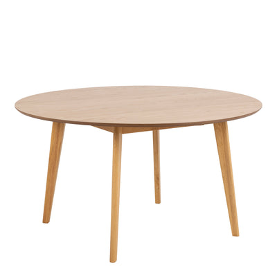 Roxby Round Dining Table in Oak 140x76cm Included 4 Roxby Dining Chairs in Oak – FTG, view 2