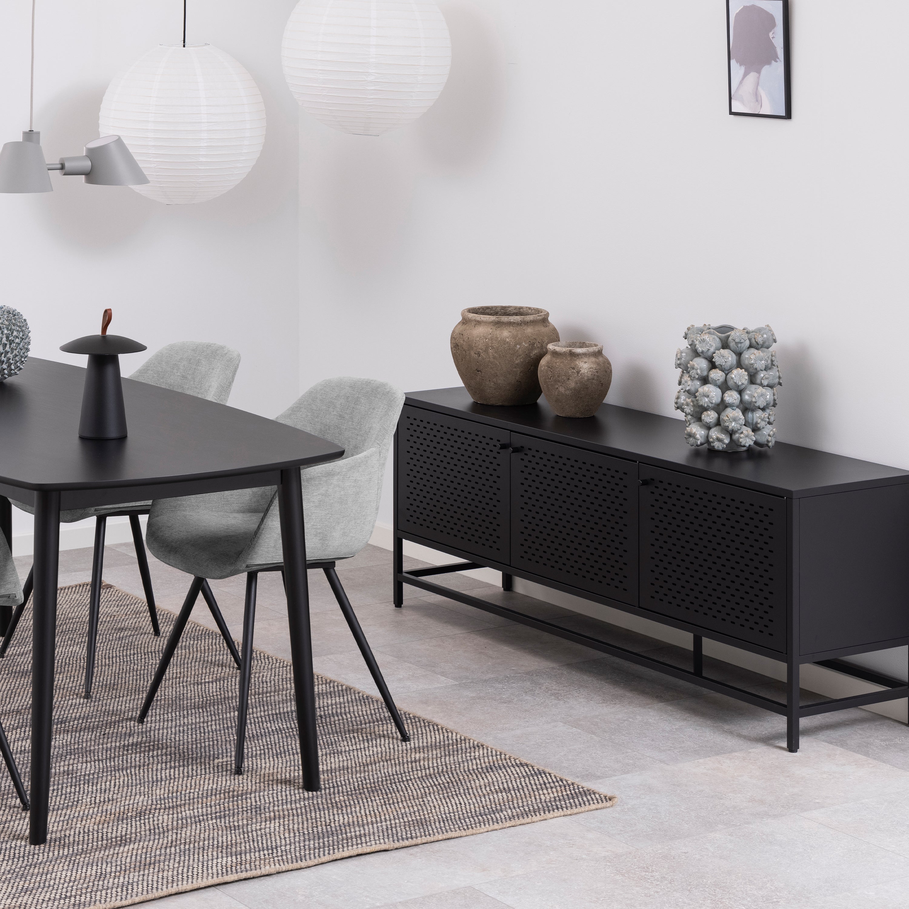 Newcastle 3 Door Sideboard in Matt Black – FTG, view 6