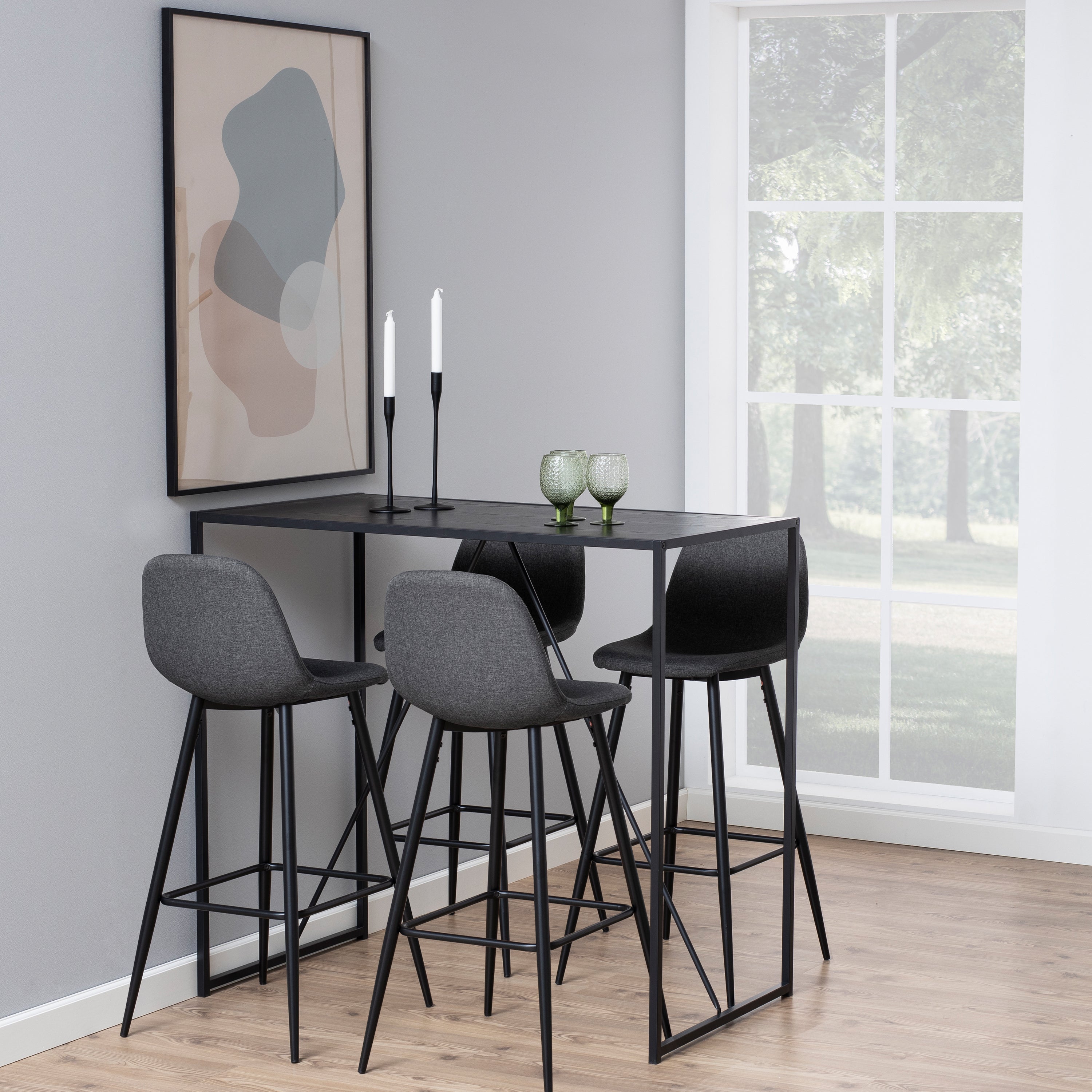 Seaford Black Metal Bar Table with Black Ash Top – FTG, view 4