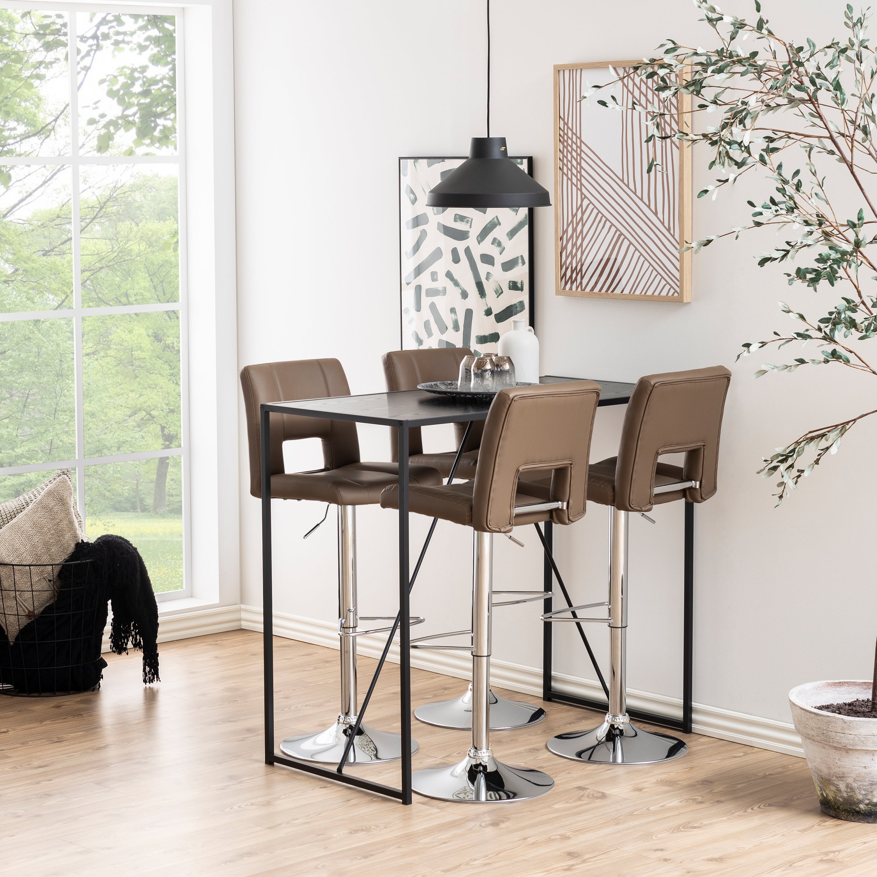 Seaford Black Metal Bar Table with Black Ash Top – FTG, view 5