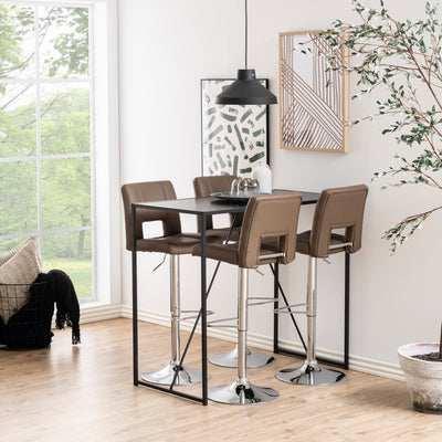 Seaford Black Metal Bar Table with Black Ash Top – FTG, view 5