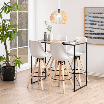 Seaford Black Metal Bar Table with Oak Top – FTG, view 3
