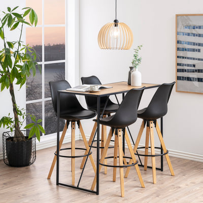 Seaford Black Metal Bar Table with Oak Top – FTG, view 4