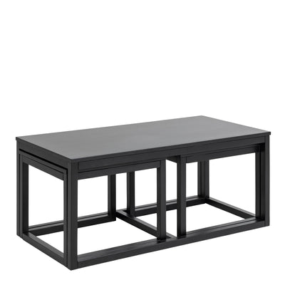 Cornus Square Coffee Table Set in Matt Black Set of 3 – FTG