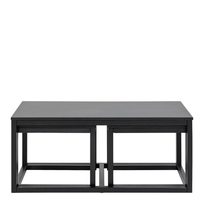 Cornus Square Coffee Table Set in Matt Black Set of 3 – FTG, view 2