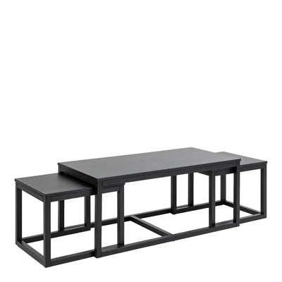 Cornus Square Coffee Table Set in Matt Black Set of 3 – FTG, view 3