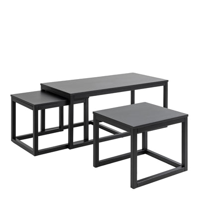 Cornus Square Coffee Table Set in Matt Black Set of 3 – FTG, view 4