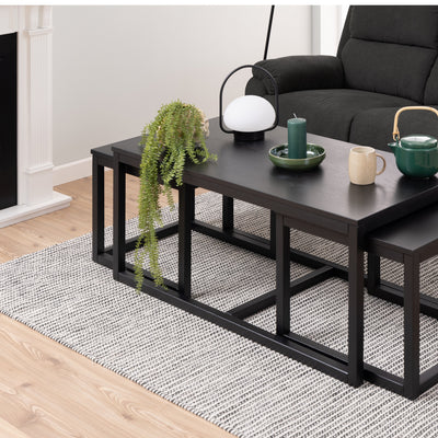 Cornus Square Coffee Table Set in Matt Black Set of 3 – FTG, view 6