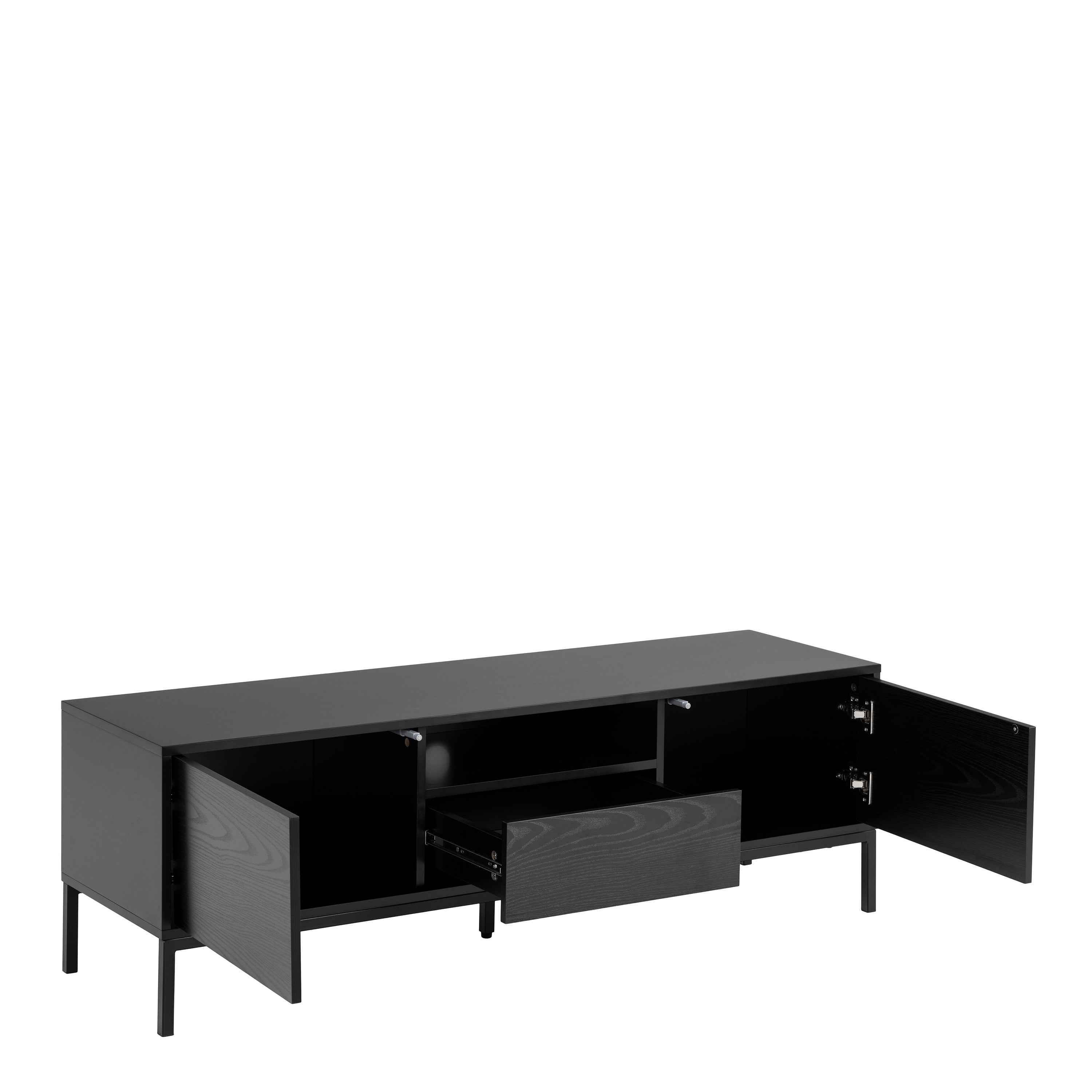 Seaford 2 Door 1 Drawer TV Unit in Ash Black – FTG, view 4