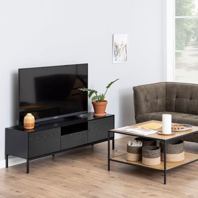 Seaford 2 Door 1 Drawer TV Unit in Ash Black – FTG, view 5