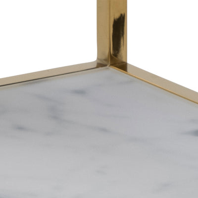 Alisma Bedside Table with White Marble Glass & Gold Base