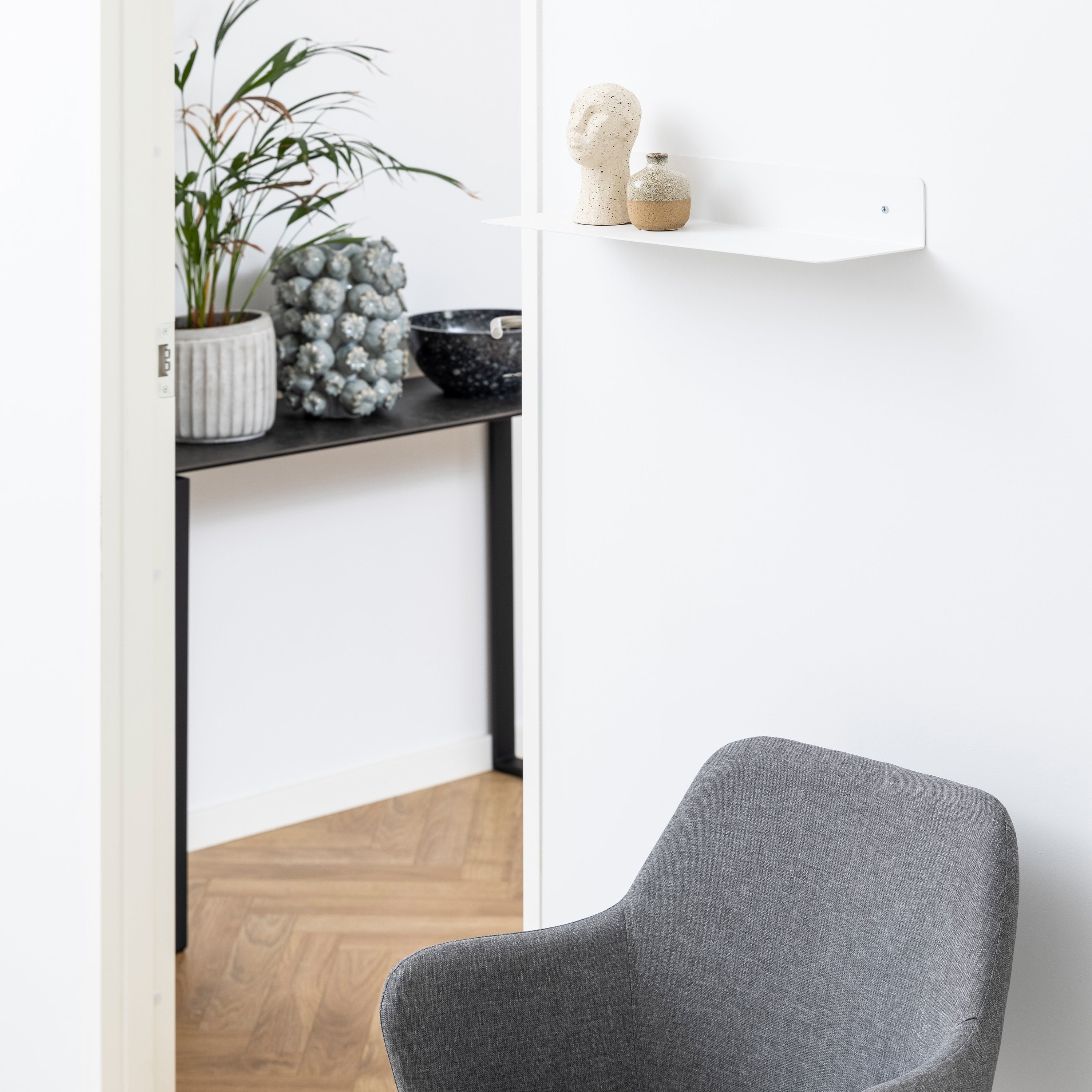 Joliet Rectangular Wall Shelf 50cm in White – FTG, view 3