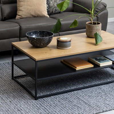Gila Coffee Table with Open Shelf in Oak & Black – FTG, view 4