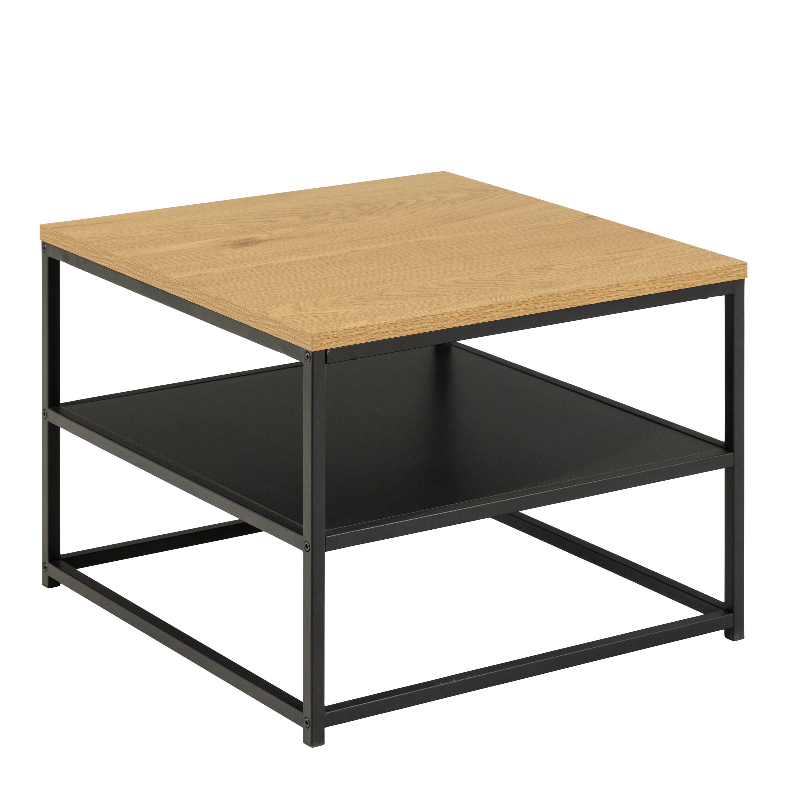 Gila Square Coffee Table with Open Shelf in Oak & Black – FTG
