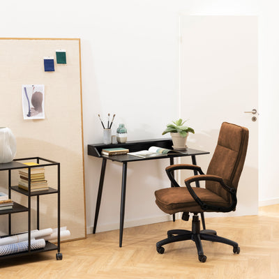 Brad Swivel Office/Desk Chair with Armrest in Brown – FTG, view 4