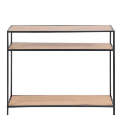 Seaford Console Table, 2 Shelves in Black and Oak – FTG, view 2