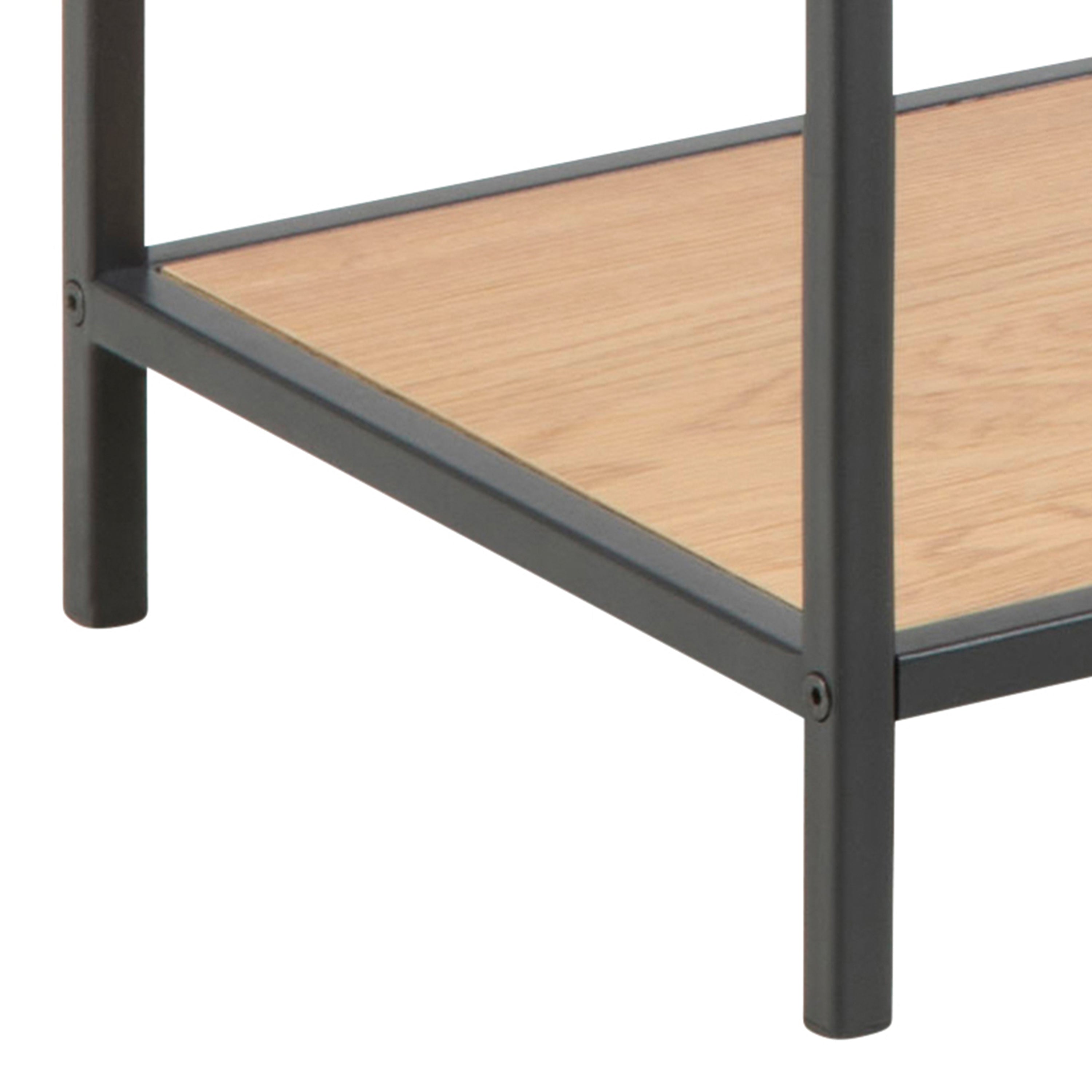Seaford Console Table, 2 Shelves in Black and Oak – FTG, view 6