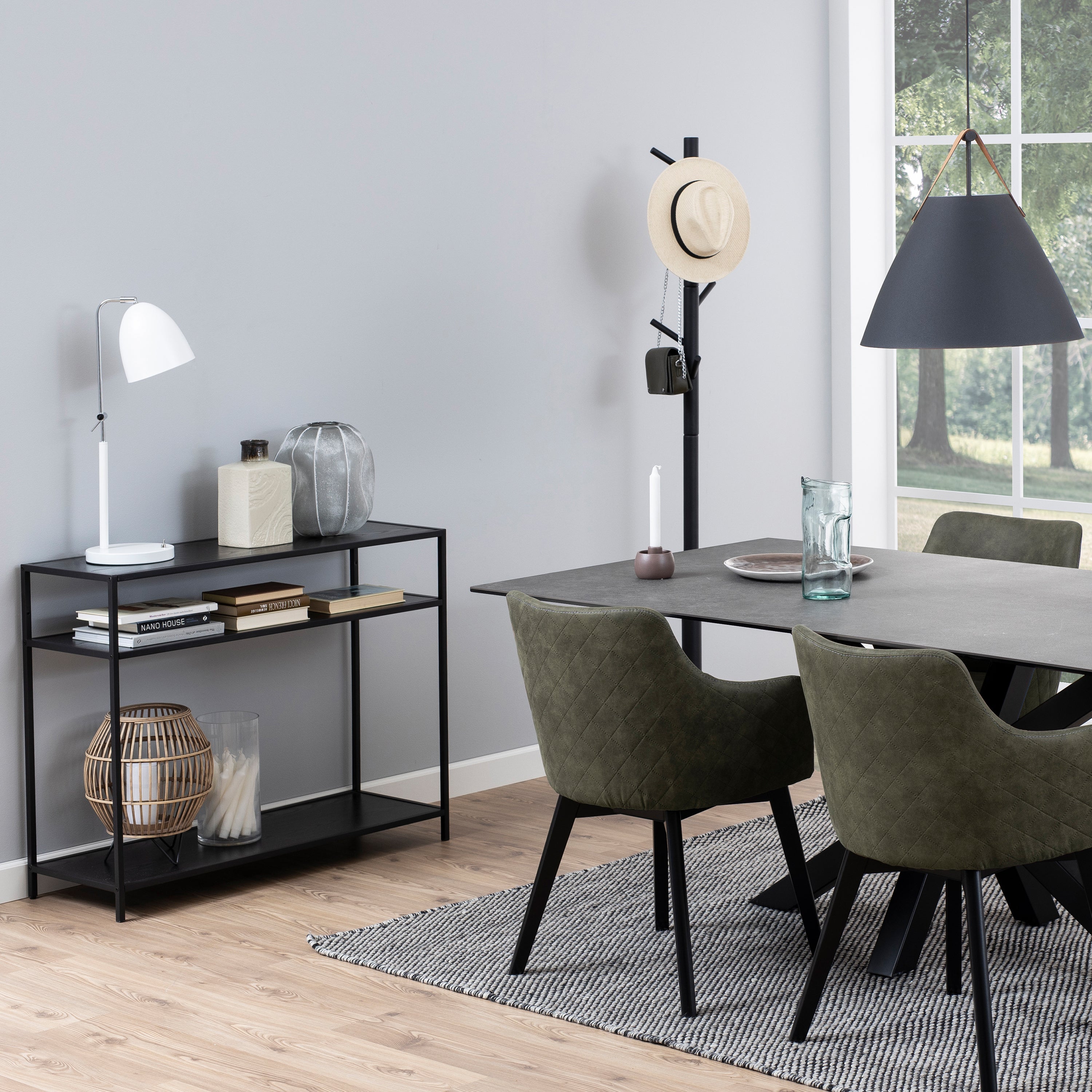 Seaford Console Table with 2 Shelves in Black – FTG, view 3