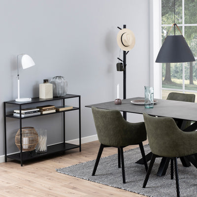 Seaford Console Table with 2 Shelves in Black – FTG, view 3