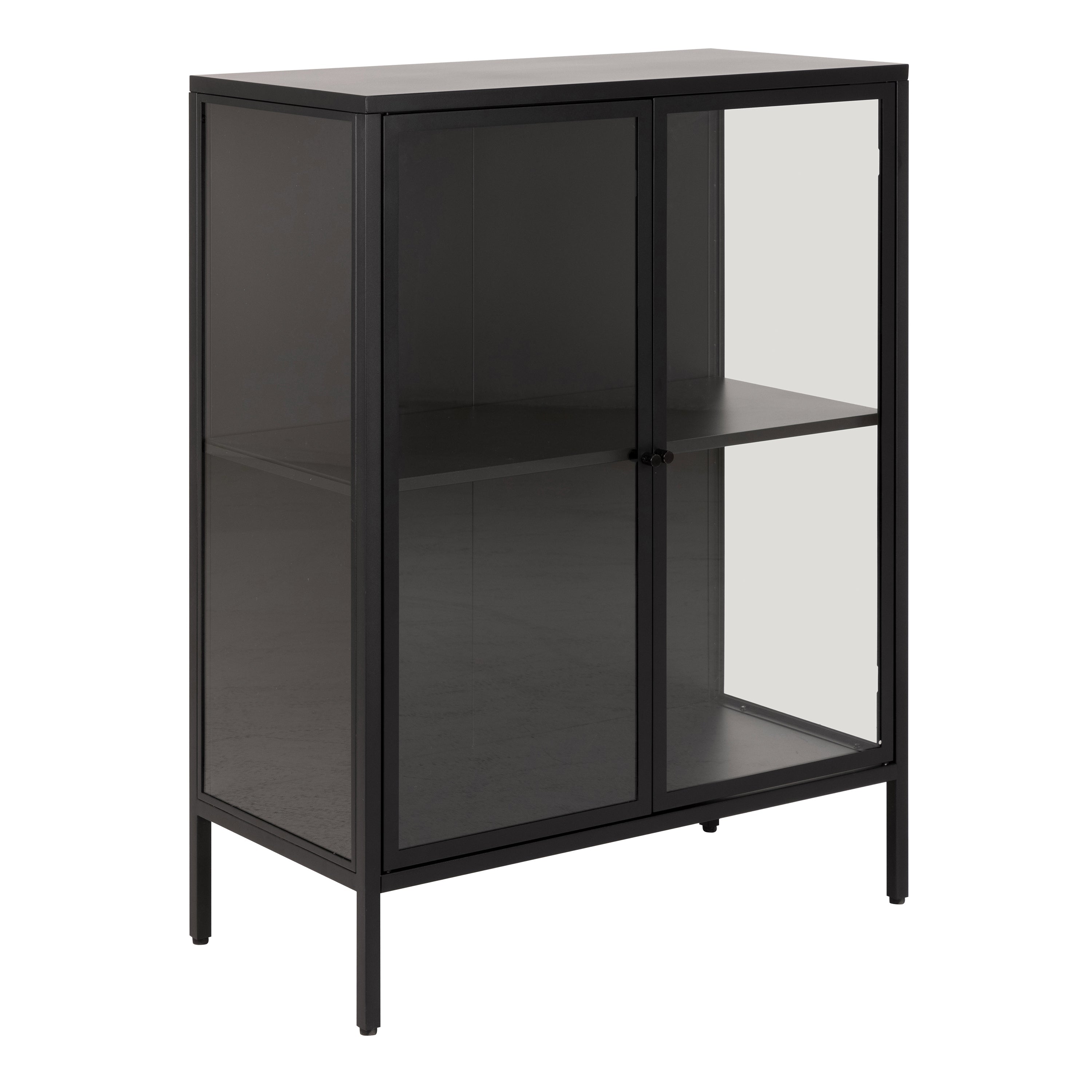 Newcastle Low 2 Door Display Cabinet in Matt Black – FTG