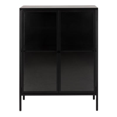 Newcastle Low 2 Door Display Cabinet in Matt Black – FTG, view 2