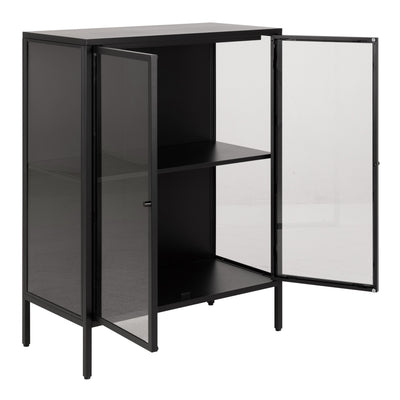 Newcastle Low 2 Door Display Cabinet in Matt Black – FTG, view 4