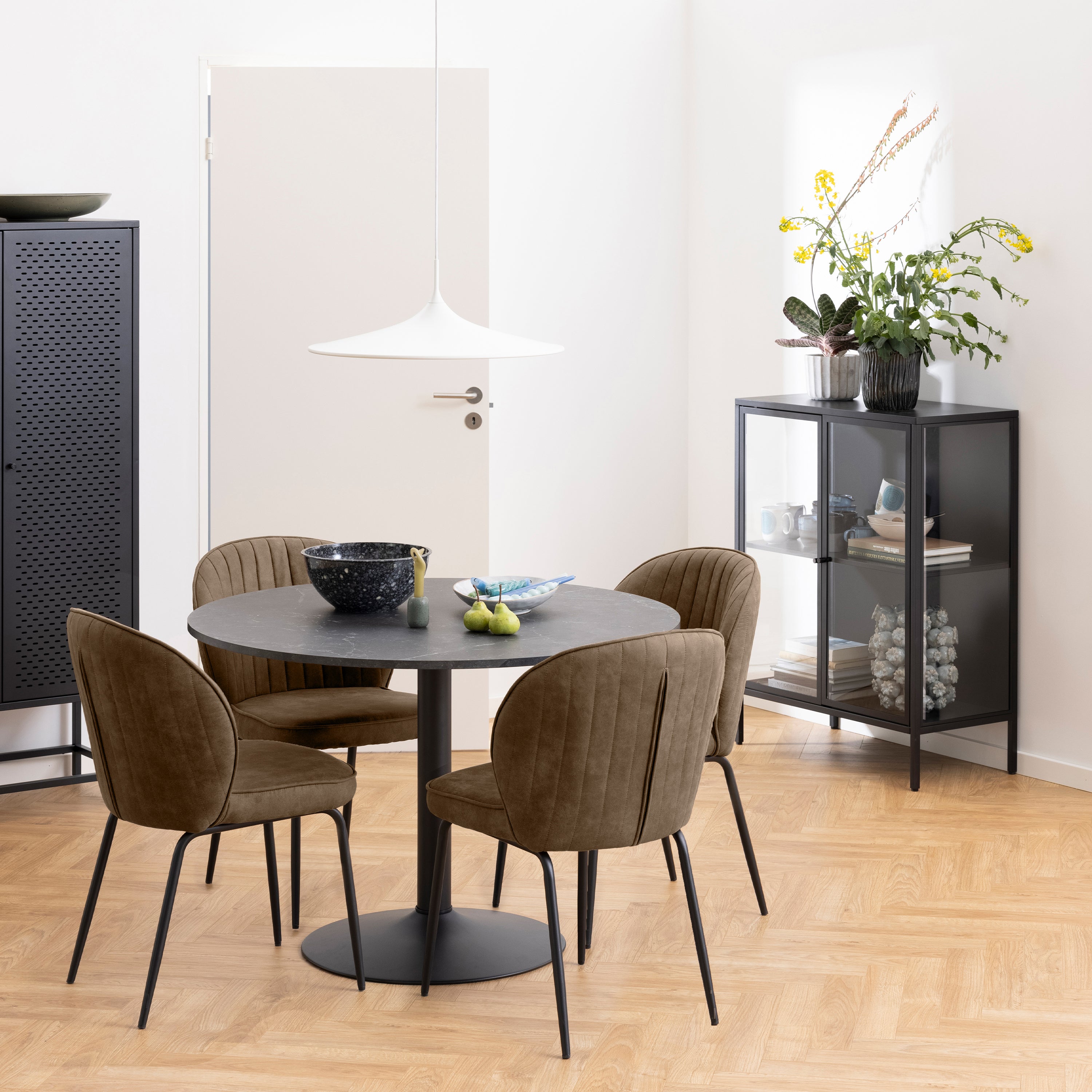 Newcastle Low 2 Door Display Cabinet in Matt Black – FTG, view 5