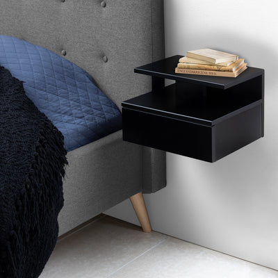 Ashlan Bedside Table with 1 Drawer in Black – FTG, view 5