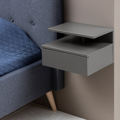 Ashlan Bedside Table with 1 Drawer in Grey – FTG, view 6