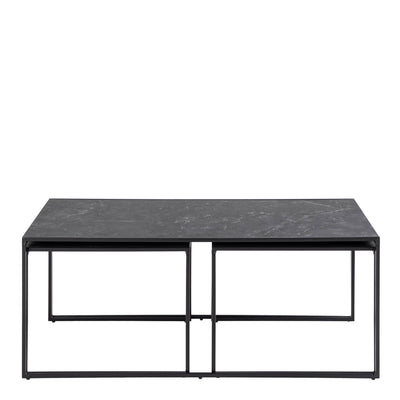 Infinity Square/Coffee Table Setin Matt Black Set of 3 – FTG, view 2