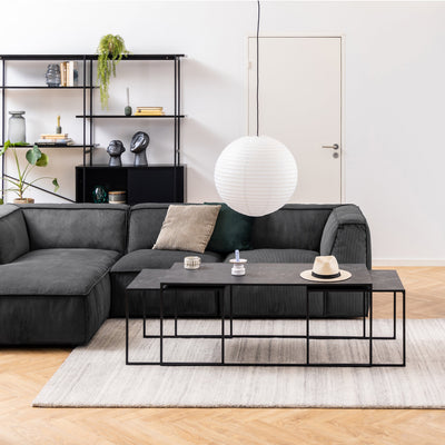 Infinity Square/Coffee Table Setin Matt Black Set of 3 – FTG, view 4