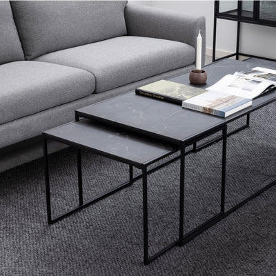 Infinity Square/Coffee Table Setin Matt Black Set of 3 – FTG, view 6