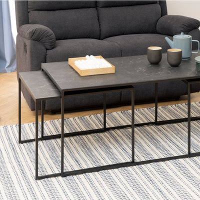 Infinity Square/Coffee Table Setin Matt Black Set of 3 – FTG, view 7
