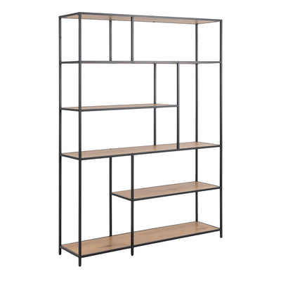 Seaford  Bookcase with 5 Shelves in Black and Oak – FTG