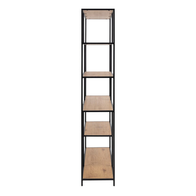 Seaford  Bookcase with 5 Shelves in Black and Oak – FTG, view 3