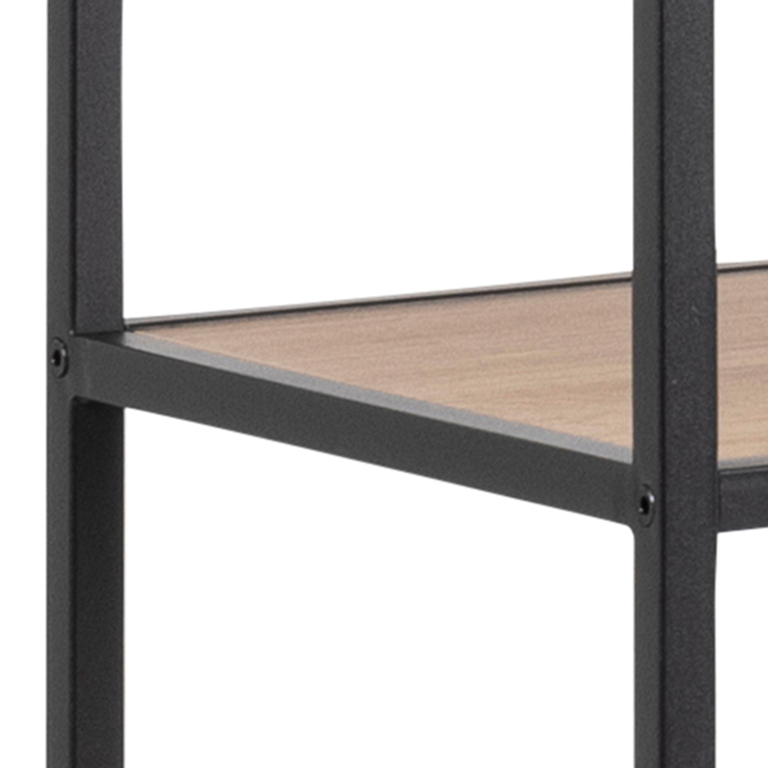 Seaford  Bookcase with 5 Shelves in Black and Oak – FTG, view 5