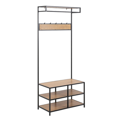 Seaford Clothes Rack with 3 Shelves in Black and Oak – FTG