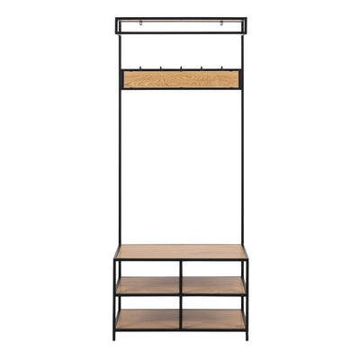 Seaford Clothes Rack with 3 Shelves in Black and Oak – FTG, view 2