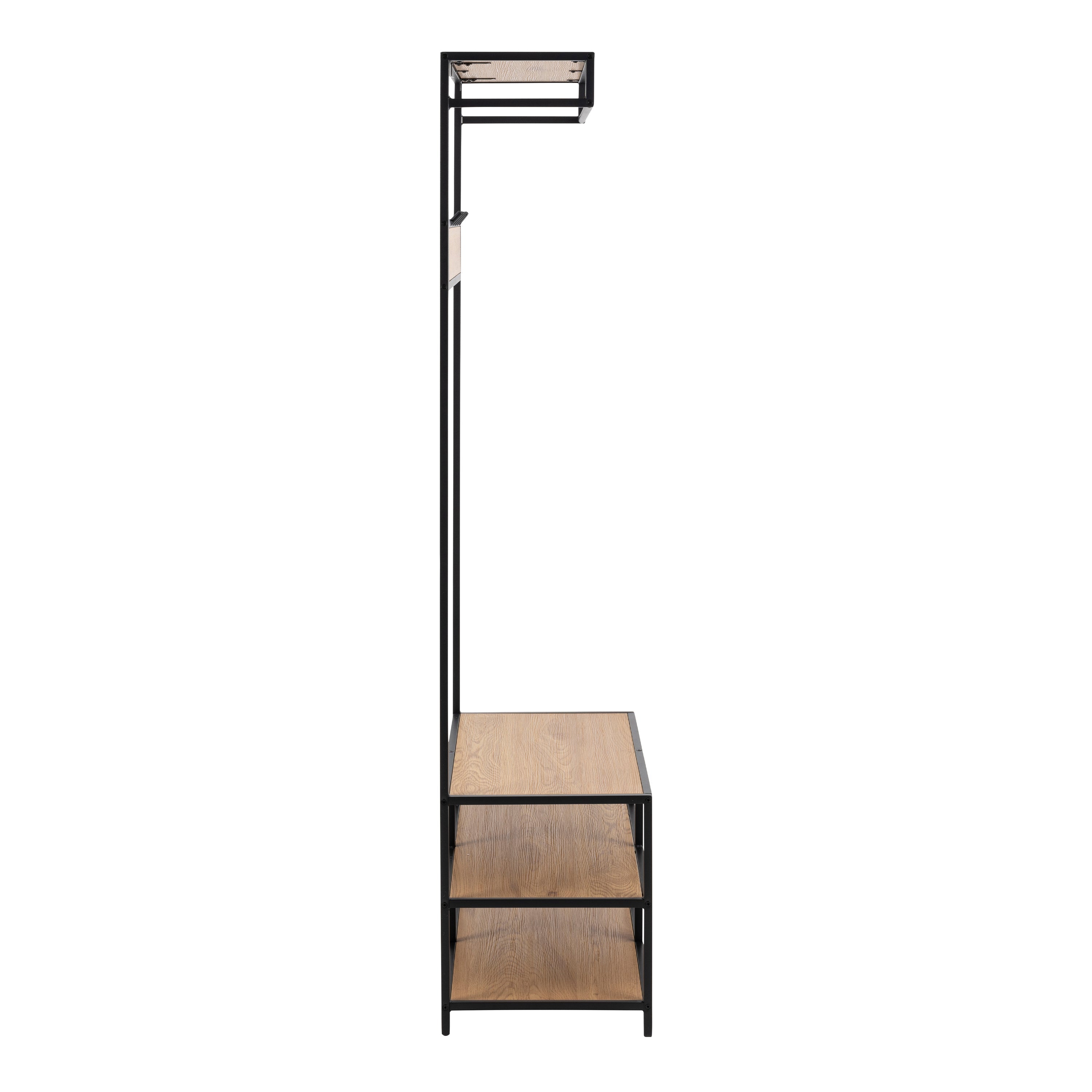 Seaford Clothes Rack with 3 Shelves in Black and Oak – FTG, view 3