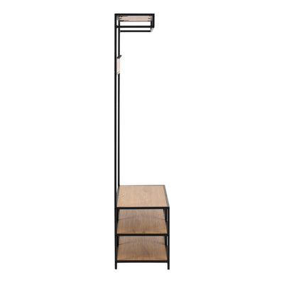 Seaford Clothes Rack with 3 Shelves in Black and Oak – FTG, view 3