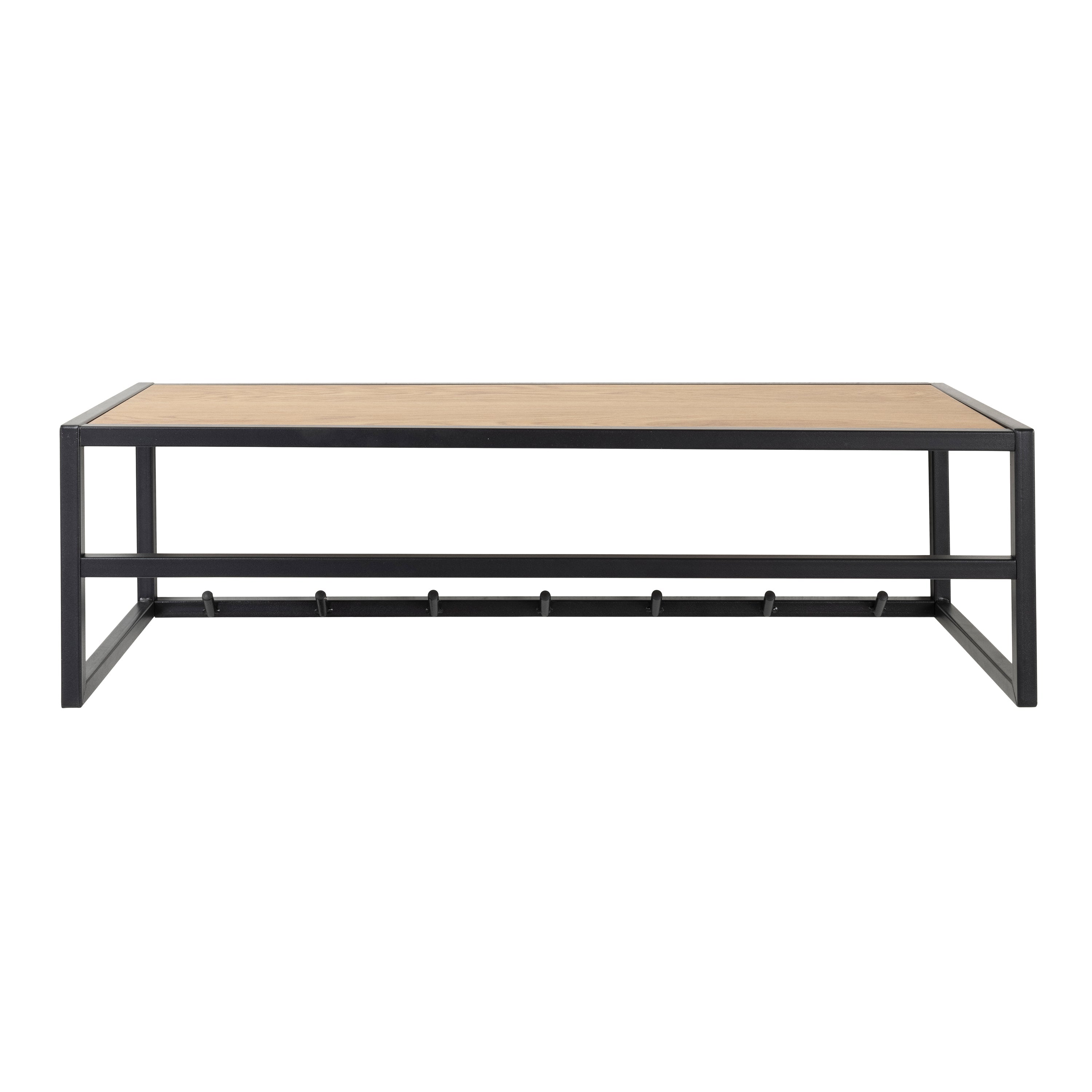 Seaford Black Metal Coat Rack with Oak Top – FTG, view 2