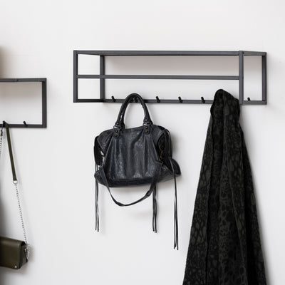 Seaford Black Metal Coat Rack with Oak Top – FTG, view 5
