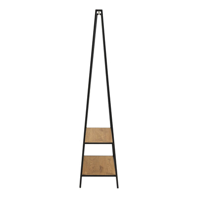 Seaford Black Metal Clothes Rack with 2 Oak Shelves – FTG, view 3