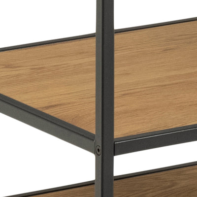 Seaford Black Metal Clothes Rack with 5 Oak Shelves – FTG, view 6