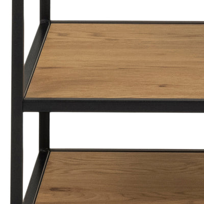 Seaford Black Metal Clothes Rack with 5 Oak Shelves – FTG, view 9