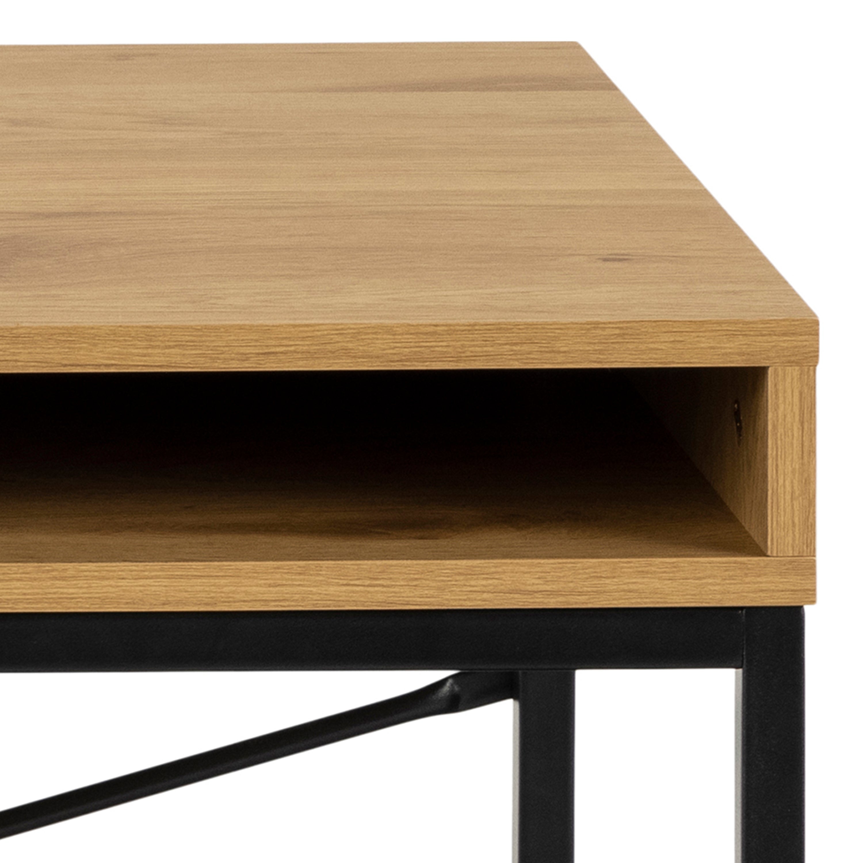 Seaford Office Desk with 1 Drawer in Black and Oak – FTG, view 9