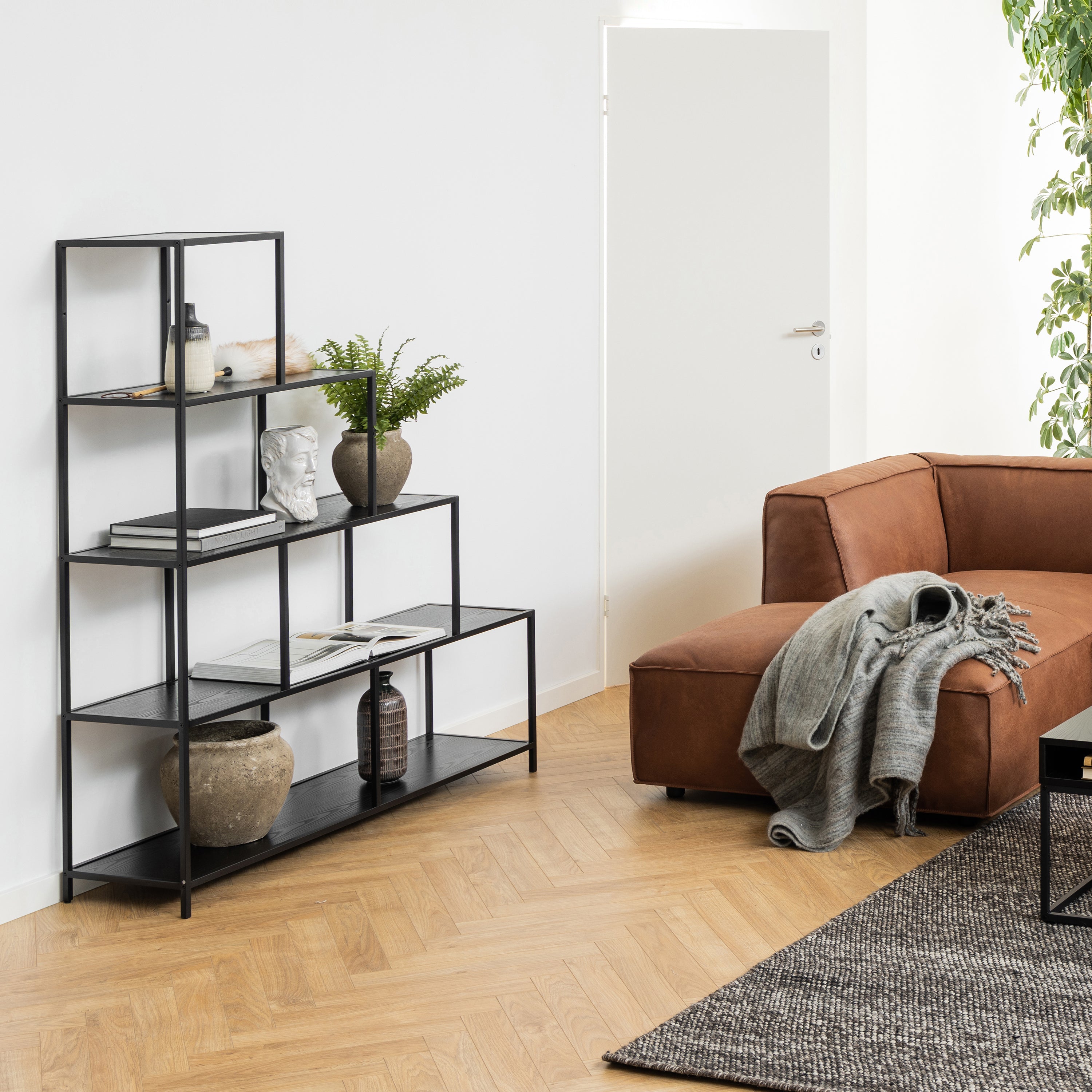 Seaford Bookcase with 4 Shelves in Black – FTG, view 4