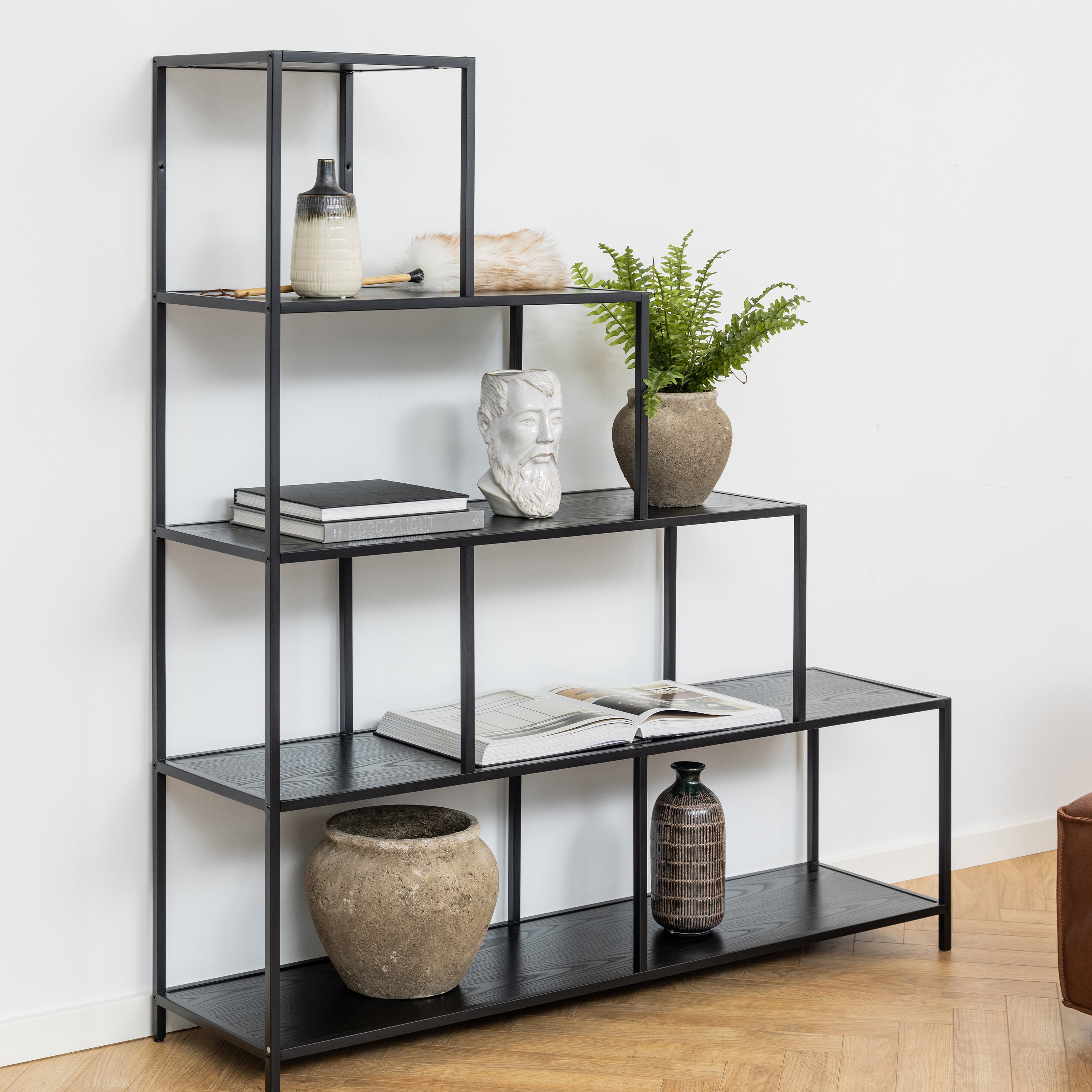 Seaford Bookcase with 4 Shelves in Black – FTG, view 5